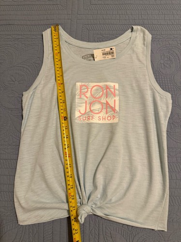 NWT Ron Jon Surf Shop Blue Sleeveless Graphic Knotted Tank Top Medium - Picture 8 of 11