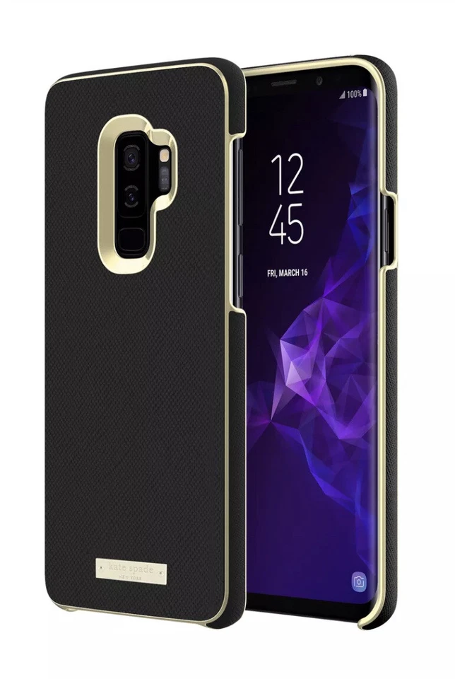 kate spade Saffiano 皮革裹身保护壳 适用于三星 Galaxy S9+ - 黑色/金色 — 第 2/4 张图片