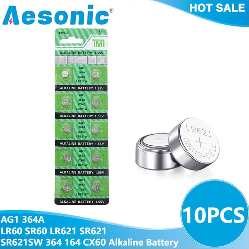 10pcs High Capacity AG1 364A LR60 SR60 LR621 SR621 Button Cell 1.5V Coin Battery
