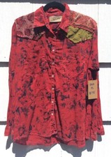The Nu Vintage Red Western Top with hand embroidery X-Large II Made in the USA