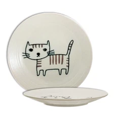 Japanese Dessert Coaster Dinner Plate Dish 5.5"D Porcelain Cat Made in Japan