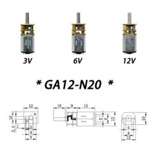 Micro Electric Gear Motor Speed Reduction Metal Gearbox GA12-N20 DC 3V/6V/12V