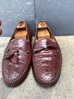 ZELLI Mens Handcrafted in Italy Tassel Brown Crocodile  display picture 3