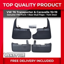 FOR VW T6 15>19 TRANSPORTER SET GENUINE VW MUD FLAPS MUDFLAPS TWIN DOOR MUDGUARD