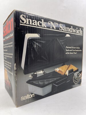 NIB Vintage 1999 Salton Snack 'N' Sandwich Maker SA-10 Black