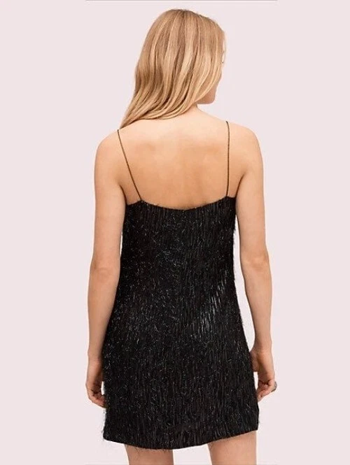 Abito da cocktail Kate Spade con frange lucide 14 nuovo con etichette