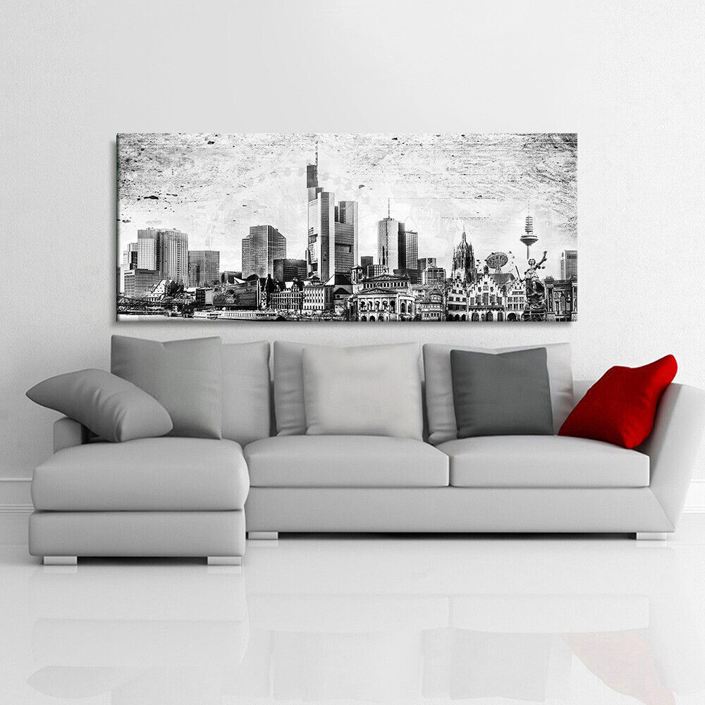 BILDER Panorama XXL - LEINWAND BILD Frankfurt am Main WANDBILD Stadt KUNSTDRUCk