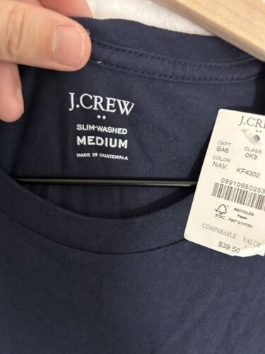 J. Crew Men's New Navy & White Slim Double Striped Tee Size Medium NWT - Picture 2 of 10