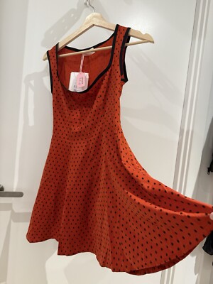 B.Fleurs Emma Polka Dot Red Mini Dress UK 6 US 4