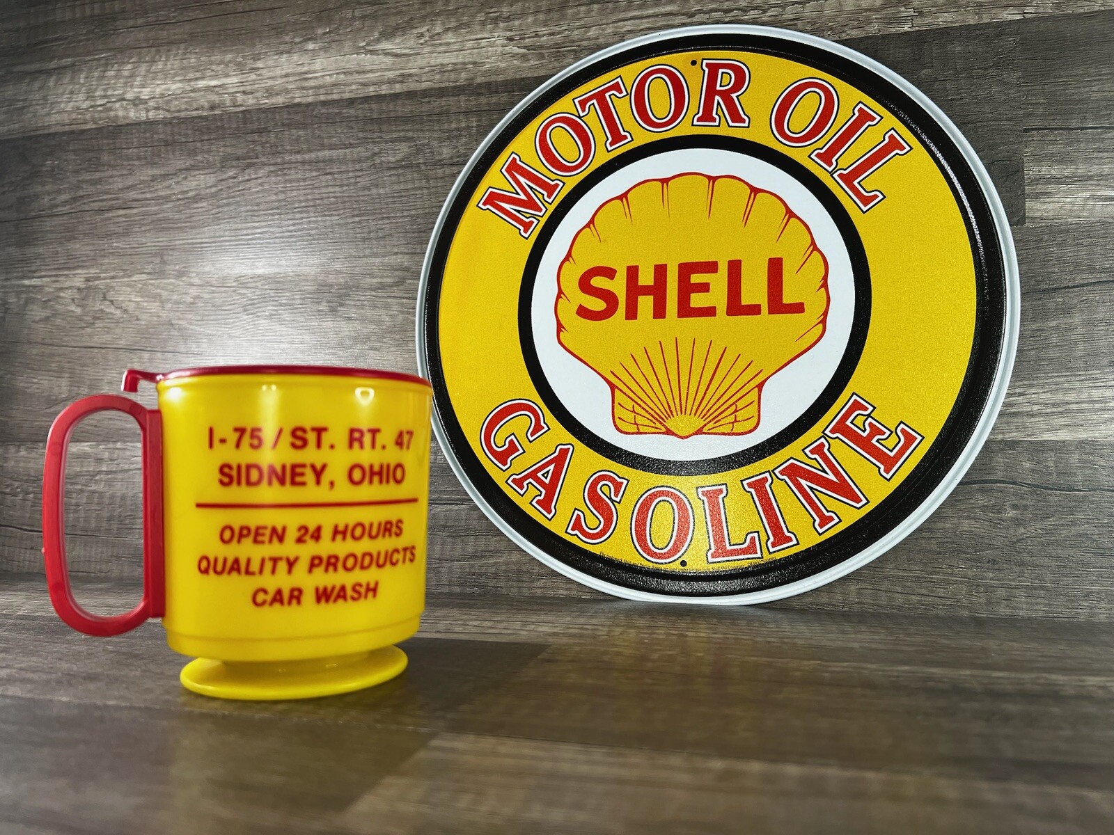 Shell Gas Sign & Promotional Mug