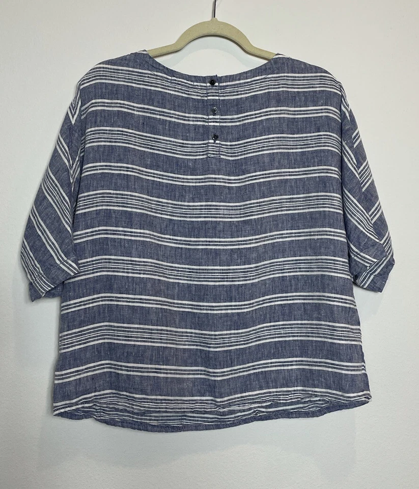 Top Caslon Lino Mangas Cortas Talla M Lagenlook Rayas Dolman Mangas Relajado Foto 2 de 4