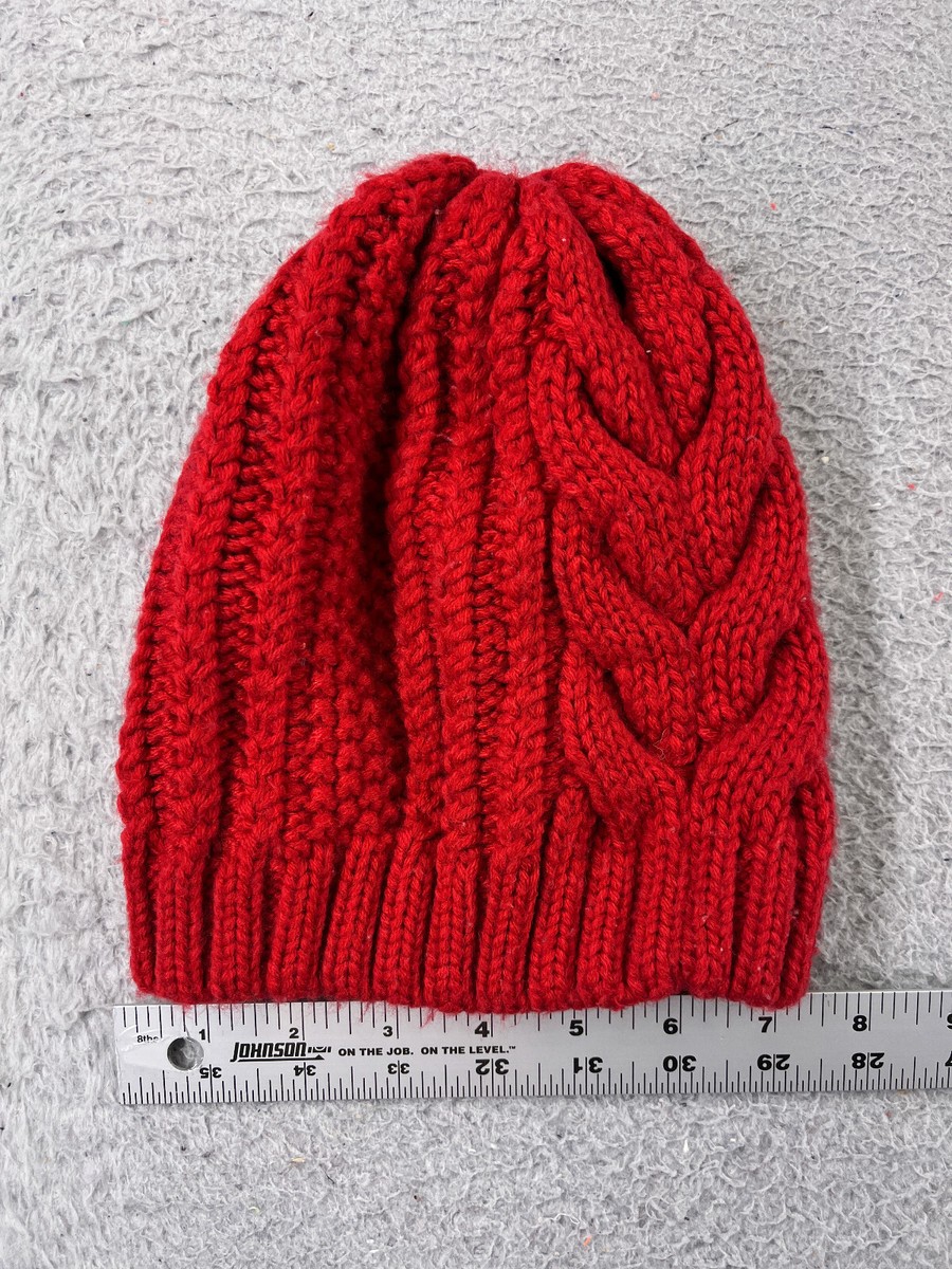 Merona Beanie Toque Womens One Size Red Cable Knit Acrylic  display picture 1