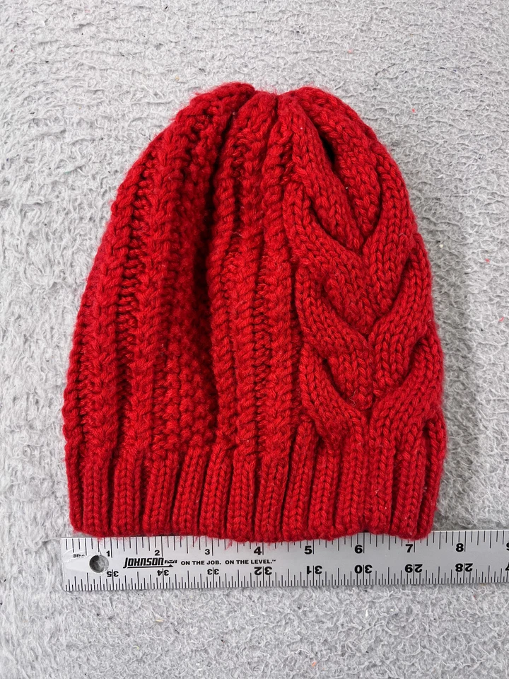 Merona Beanie Toque Mujer Talla Única Rojo Cable Tejido Acrílico Mezcla Invierno Nieve Esquí Foto 3 de 4