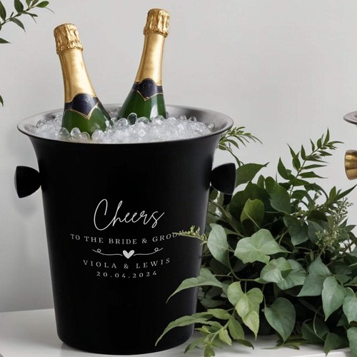 Personalised Wine/ Champagne Stainless Steel Ice Bucket - Matte Black - Imagen 9 de 10