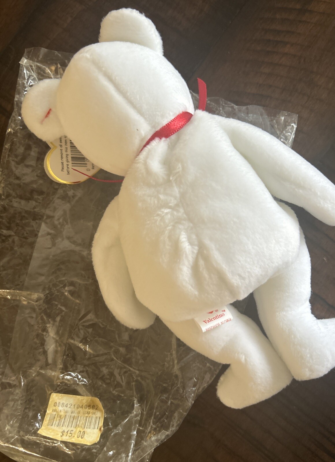 RARE NEW Ty Valentino Bear Beanie Baby 1993/1994 with Brown Nose and tag errors! thumbnail 9