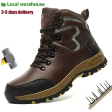 Men's Safety Steel Toe Work Boots Indestructible Waterproof Boots Slip Resistant