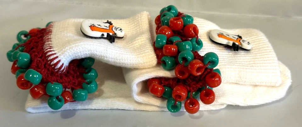 Calcetines Bobby Blancos Niñas con Acentos Navideños Cosidos Talla Med NUEVO Foto 4 de 4