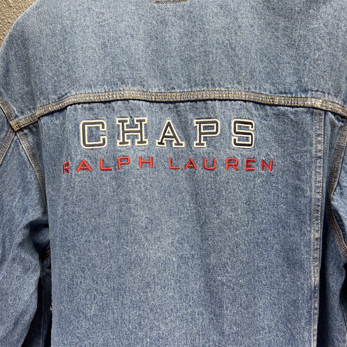 CHAPS RALPH LAUREN Denim Jacket Men's L Blue Buck Logo