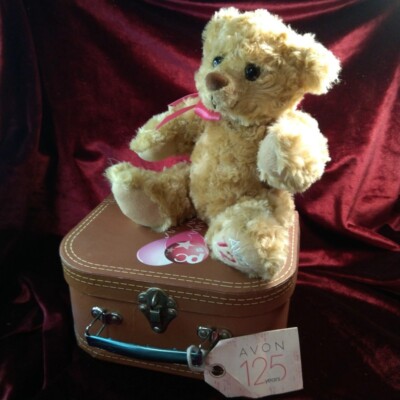 125th Anniversary AVON Teddybär mit Etui gebraucht weicher Plüschbär Rep Geschenk