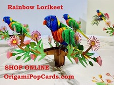 Origami Pop Cards Rainbow Lorikeet Aussie Pop Up Greeting Card Happy Birthday