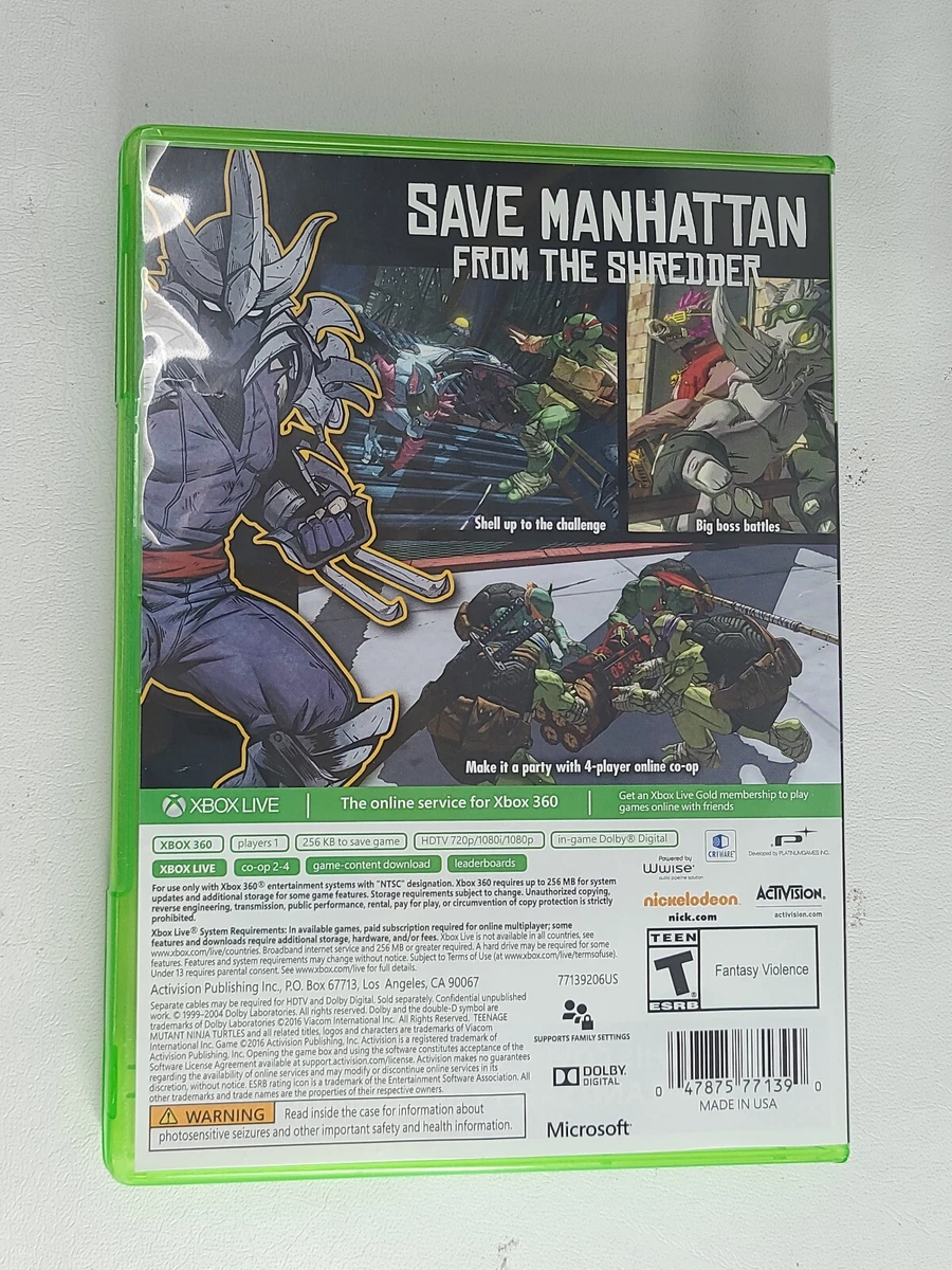 Teenage Mutant Ninja Turtles Mutants In Manhattan Xbox 360 Disc.