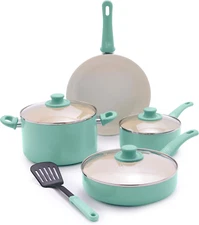 Soft Grip 8 Piece Cookware Set, Non-Toxic Pfas-Free Ceramic Nonstick, Frying, Sa