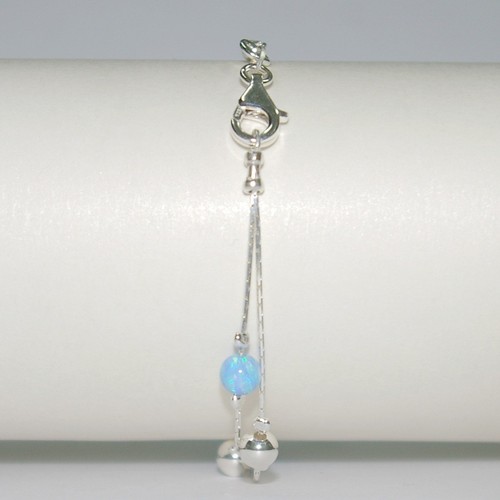 3 pz Catene Argento Sterling 925 Opale e Argento Perline Senza Cuciture Due Supporti CAVIGLIERE - Foto 5 di 10