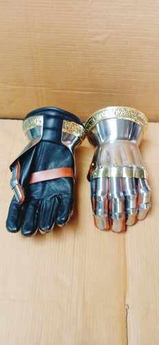Medieval Gauntlet Leather Armor Gauntlets Armour Reenactment LARP - Picture 6 of 7