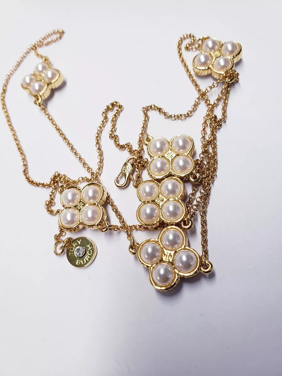 Tory burch clover necklace deals