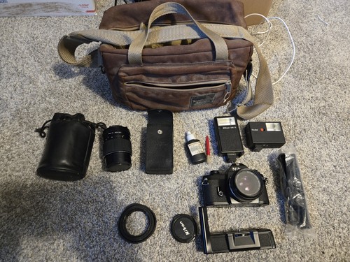 Nikon EM 35MM Film Camera 135 & 52mm SbE Speedlight Rollei Flash MDE Motor Drive - Picture 15 of 18