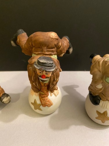 Three Emmett Kelly Jr Flambro Figurine Clown Balancing on a Ball +Extra! Hobo - Picture 4 of 8