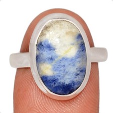 Natural Sodalite - Minas Gerais, Brazil 925 Silver Ring Jewelry s.9 CR73895