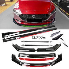 Front Bumper Lip Spoiler/ Body Kit+Side Skirt black-Red For Mazda UNIVERSAL