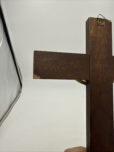 Vintage Inri 12" Brass/Copper Crucifix Wood Cross Jesus Christ Figure - Picture 4 of 6