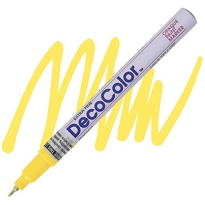 DecoColor, Paint Marker, Yellow Ink Extra Fine Point, Permanent Oil Based Opaque