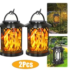 2025 Hanging Solar Lights Lantern Outdoor Flickering Flames Solar Outdoor 2PCS