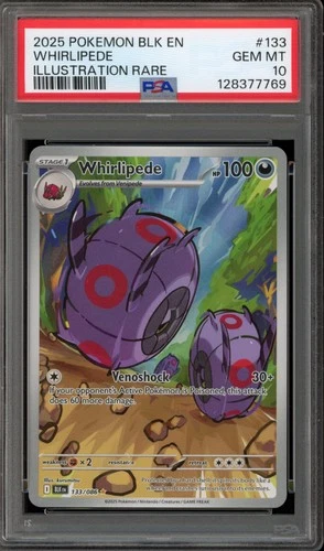 Pokemon Whirlipede Black Bolt Illustration Rare #133 PSA 10 Gem Mint