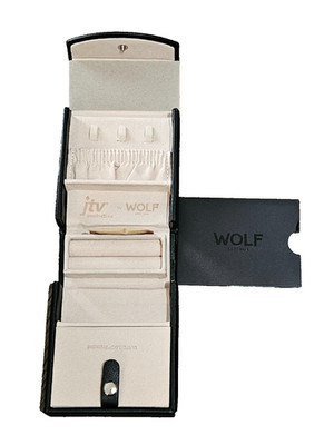 Wolf Designs Black Leather Jewelry Case Travel Box Lusterloc NEW