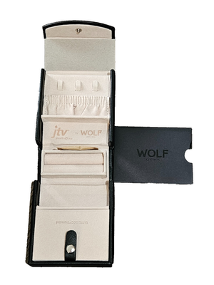 Wolf Designs Black Leather Jewelry Case Travel Box Lusterloc NEW