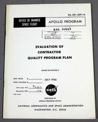 NASA Apollo Program RA-001-009-1A Technical Manual 1966 Office of Manned Space