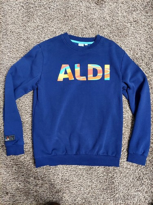 #ad aldi sweatshirt unisex medium blue used condition $12.01
