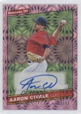 2020 Donruss Retro 1986 Signatures Pink Fireworks 5/49 Aaron Civale Auto sl1