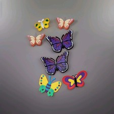 Lot Of 7 Butterflies Shoe Charms Crocs Starter Set New Bright Colors 16