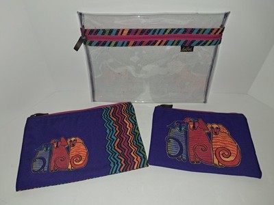 New! 3 - Laurel Burch Colorful Dogs Travel/Cosmetic Bags - Zippered Pouch