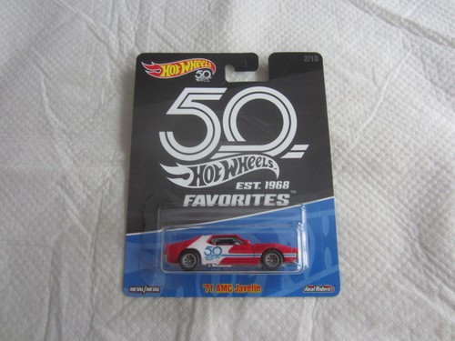 Mattel Hot Wheels 50th Anniversary Favorites: Red/White '71 AMC Javelin nuovo con scatola (#2) - Foto 1 di 3