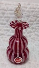 Vtg MURANO Italy Venetian Blown Glass Red White Ribbon Miniature Bud Vase
