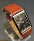 Vintage Seiko Slim Tank Mens Wristwatch Black Dial Dress Style