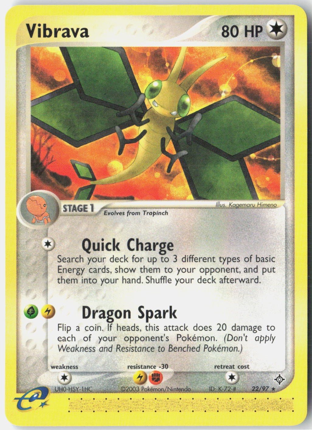 Vibrava 22/97 Rare Dragon Pokemon Near Mint