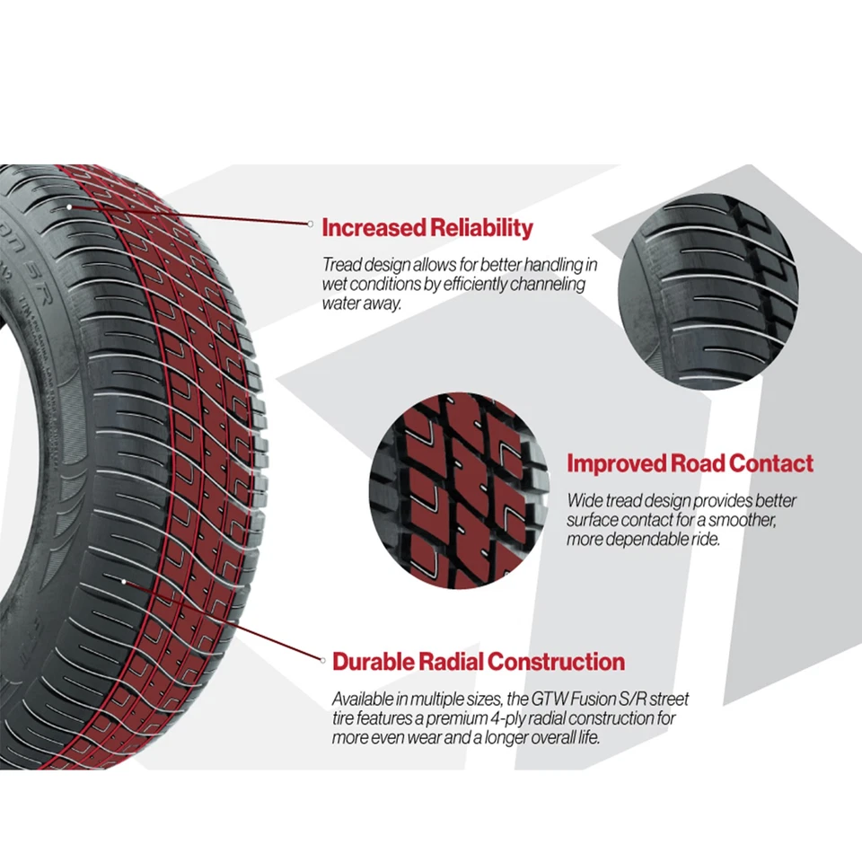 Juego de 4 ruedas de carro de golf GTW 10" Medusa mecanizadas con neumáticos de calle Duro de 20" Foto 3 de 4
