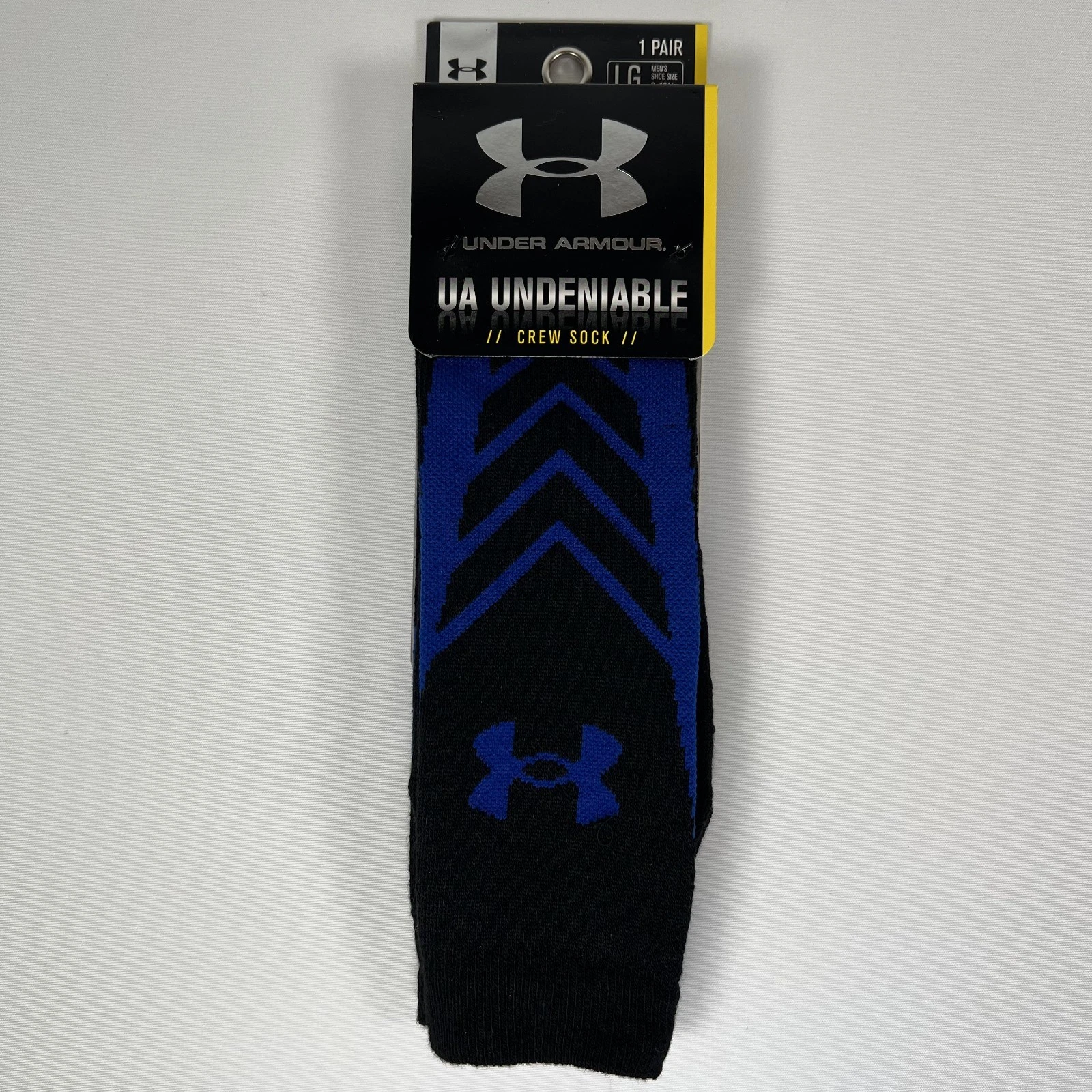 Under Armour UA Undeniable Crew Socks Mens Size Large 9-12 NEW Blue/Black 1 Pack